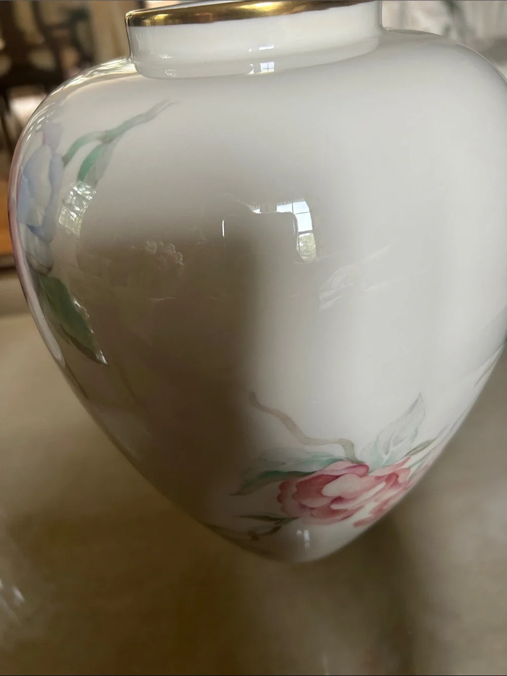 Lenox Pink and Blue Floral Porcelain Vase with Gold Trim